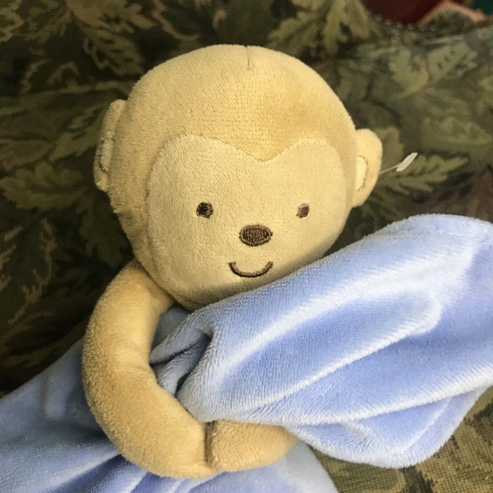 Child Mine Carters Lovey Security Plush Satin Monkey Rattle Captain Adorable Red